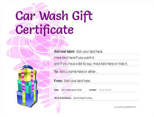 car wash gift certificate style9 purple template image-229 downloadable and printable with editable fields