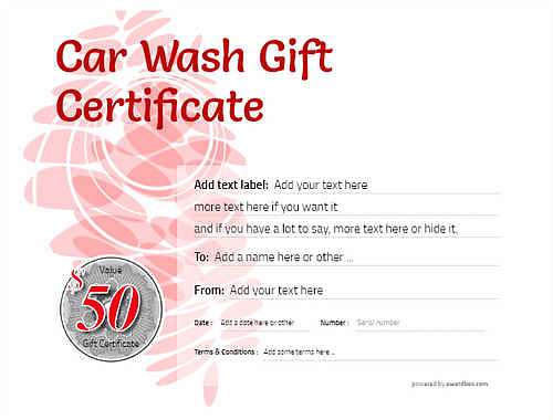 car wash gift certificate style9 red template image-230 downloadable and printable with editable fields