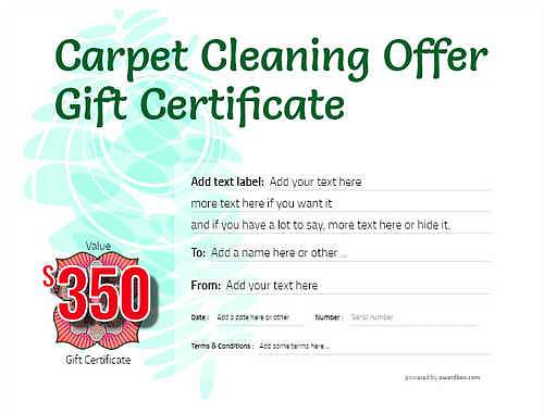 carpet cleaning  gift certificate style9 green template image-674 downloadable and printable with editable fields