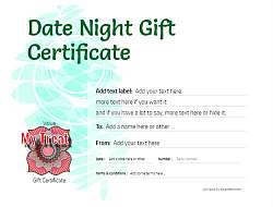 date night gift certificate templates