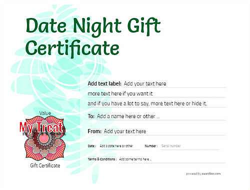 date night gift certificate style9 green template image-648 downloadable and printable with editable fields