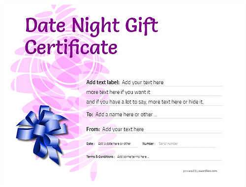date night gift certificate style9 purple template image-645 downloadable and printable with editable fields