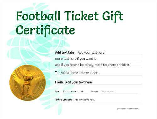 football ticket  gift certificate style9 green template image-622 downloadable and printable with editable fields
