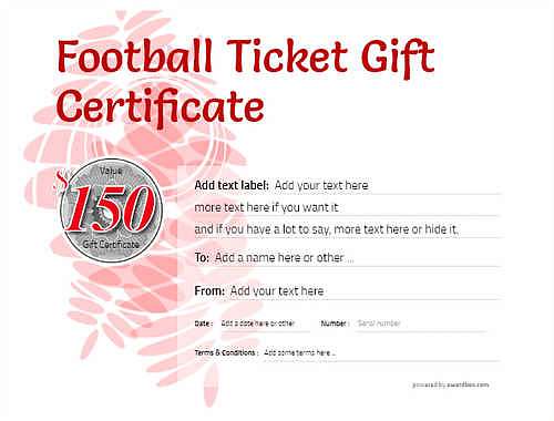 football ticket  gift certificate style9 red template image-620 downloadable and printable with editable fields