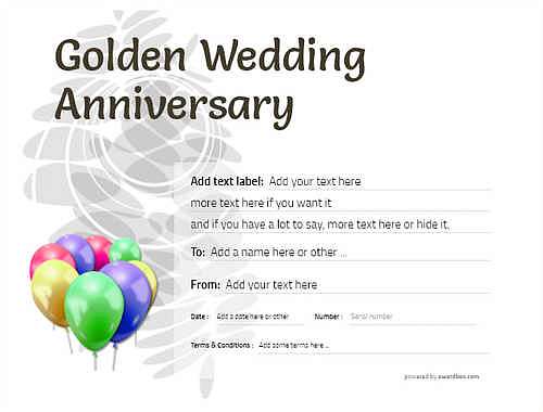 golden wedding anniversary gift certificate style9 default template image-153 downloadable and printable with editable fields
