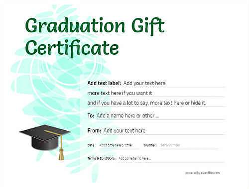 graduation gift certificate style9 green template image-778 downloadable and printable with editable fields