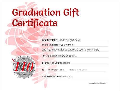 graduation gift certificate style9 red template image-776 downloadable and printable with editable fields