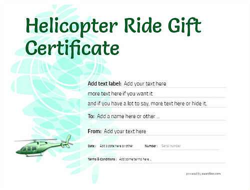 helicopter ride gift certificate style9 green template image-440 downloadable and printable with editable fields