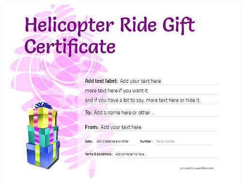 helicopter ride gift certificate style9 purple template image-437 downloadable and printable with editable fields