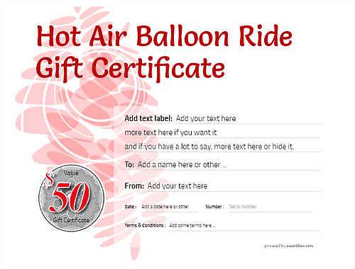 Hot air balloon gift certificate style9 red template image-412 downloadable and printable with editable fields