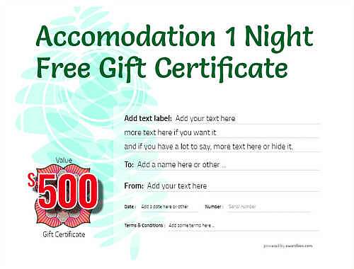 hotel gift certificate style9 green template image-388 downloadable and printable with editable fields
