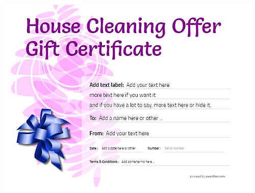 house cleaning gift certificate style9 purple template image-697 downloadable and printable with editable fields