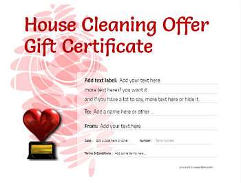 house cleaning gift certificate templates