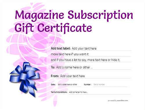 magazine subscription gift certificate style9 purple template image-749 downloadable and printable with editable fields