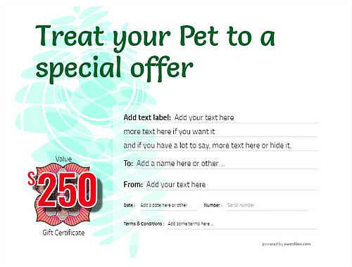 pet grooming gift certificate style9 green template image-492 downloadable and printable with editable fields