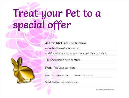 pet grooming gift certificate style9 purple template image-489 downloadable and printable with editable fields