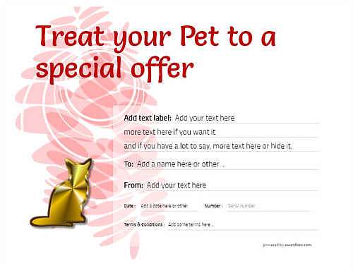 pet grooming gift certificate style9 red template image-490 downloadable and printable with editable fields