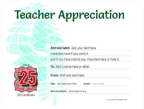 teacher appreciation gift certificate style9 green template image-102 downloadable and printable with editable fields