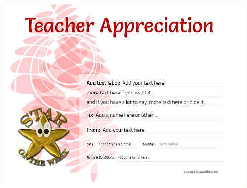 teacher appreciation gift certificate style9 red template image-100 downloadable and printable with editable fields