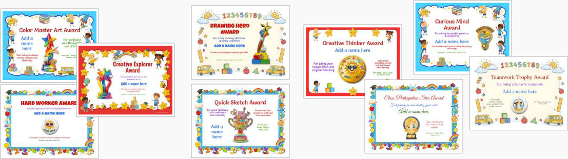 Creativity and expression certificate bundle for teachers - art and encouragement award certificate templates