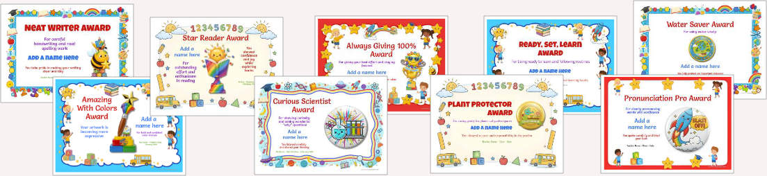 Certificate bundles for teachers - printable award certificate templates for elementary classrooms
